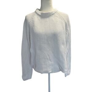 Quince 100% Organic Cotton Fisherman Crew Sweater – Ivory – Size M